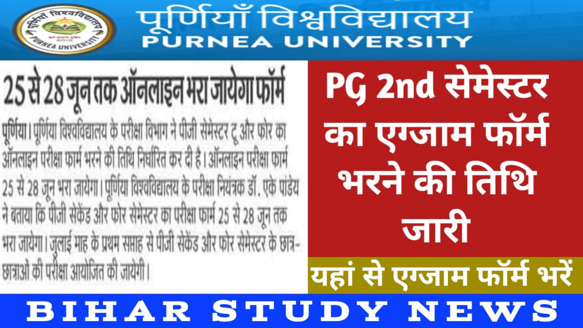 Purnea University PG 2nd Sem Exam Form 2024