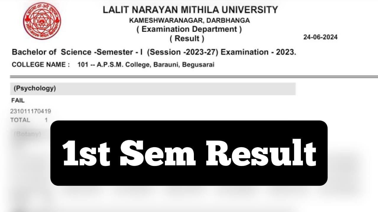 LNMU Darbhanga UG 1st Sem Result 2024