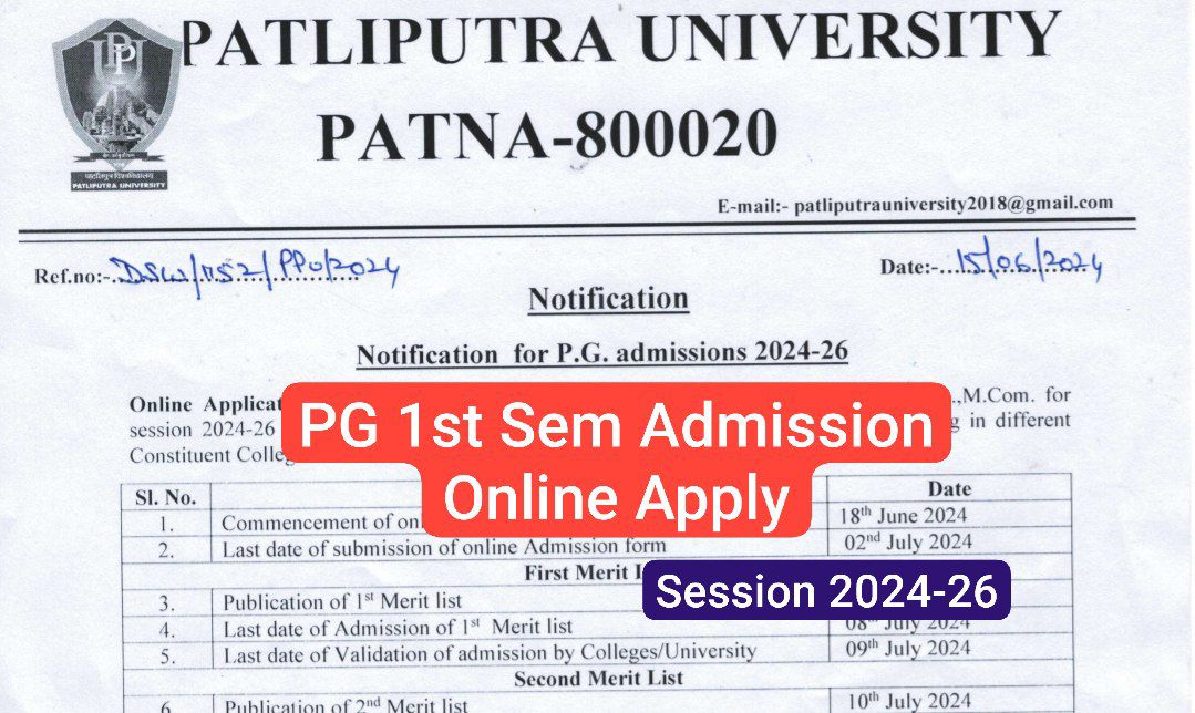 Patliputra University PG 1st Sem Admission Form 2024