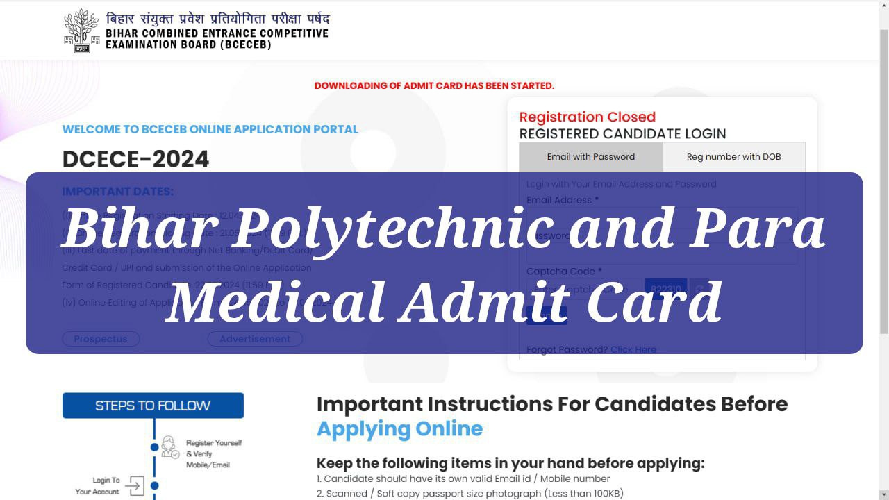 Bihar Polytechnic and Para Medical Admit Card 2024