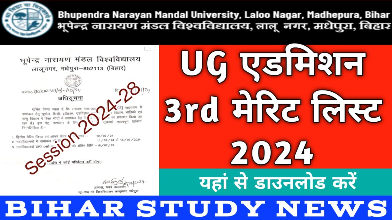 BNMU Madhepura UG Admission 3rd Merit List 2024