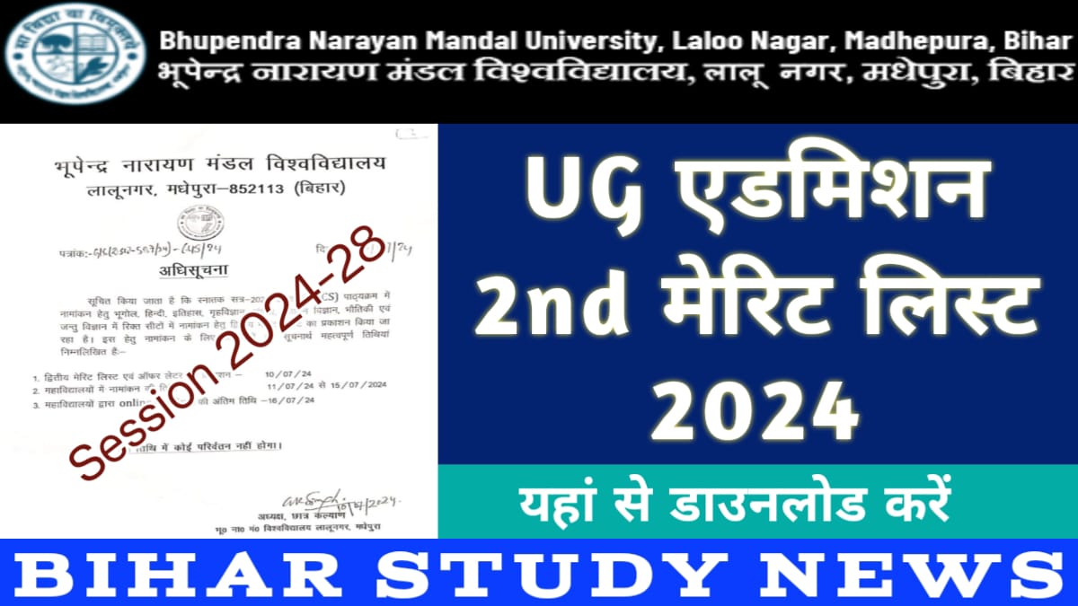 BNMU Madhepura UG Admission 2nd Merit List 2024