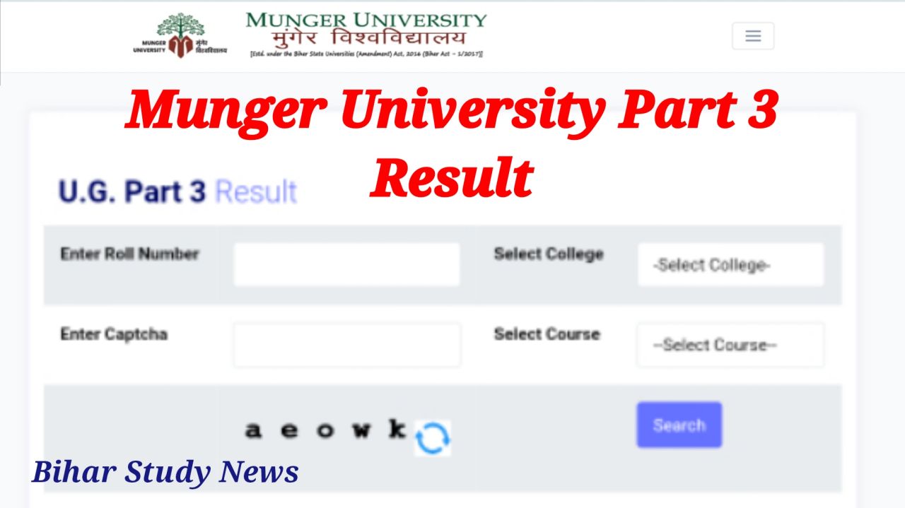 Munger University Degree Part 3 Result 2024