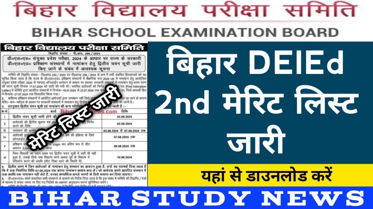 Bihar DElEd 2nd Merit List 2024