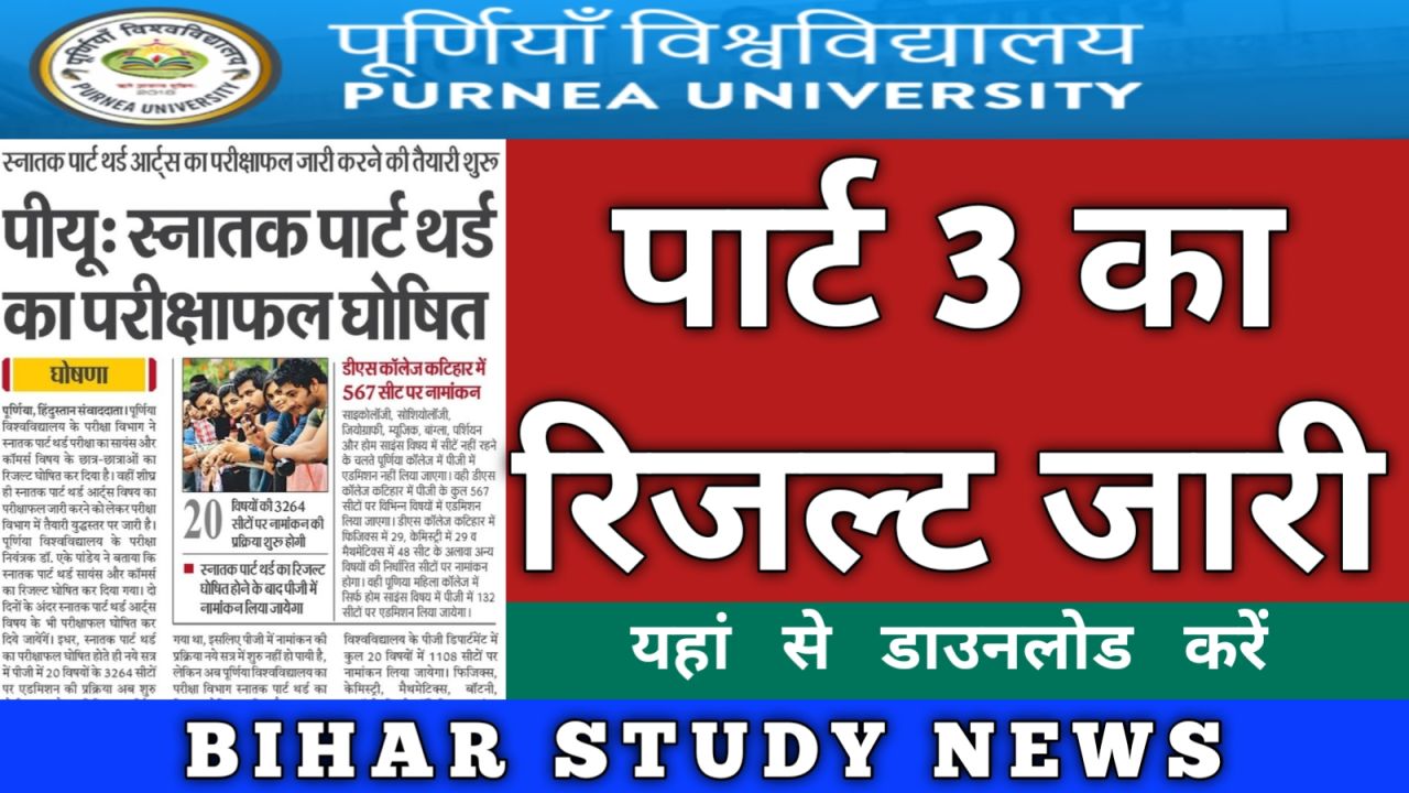 Purnea University Degree Part 3 Result 2024