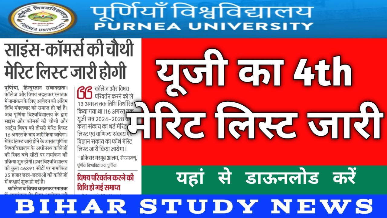 Purnea University UG Admission 4th Merit List 2024