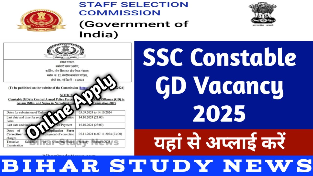 SSC Constable GD Vacancy Online Apply 2025