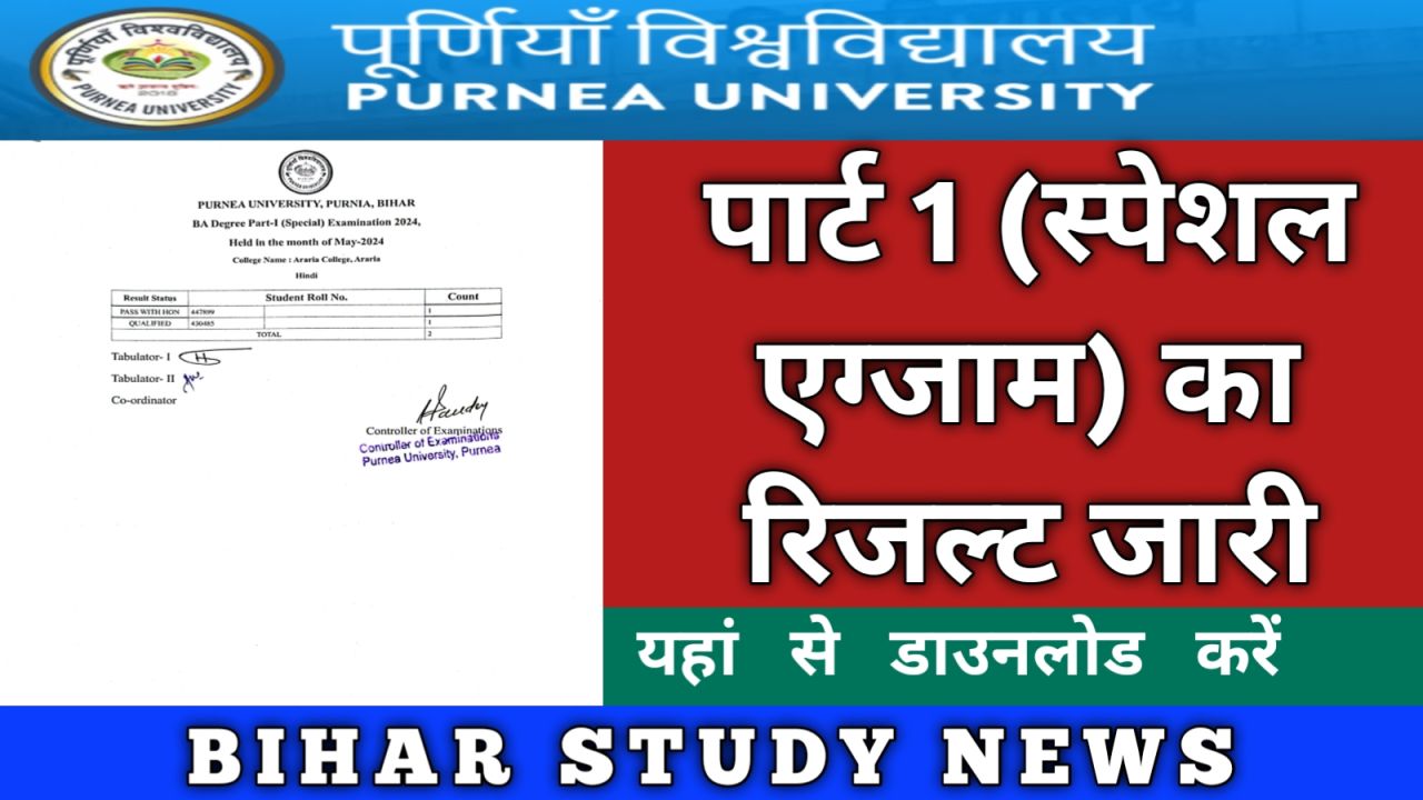 Purnea University Degree Part 1 Result 2024