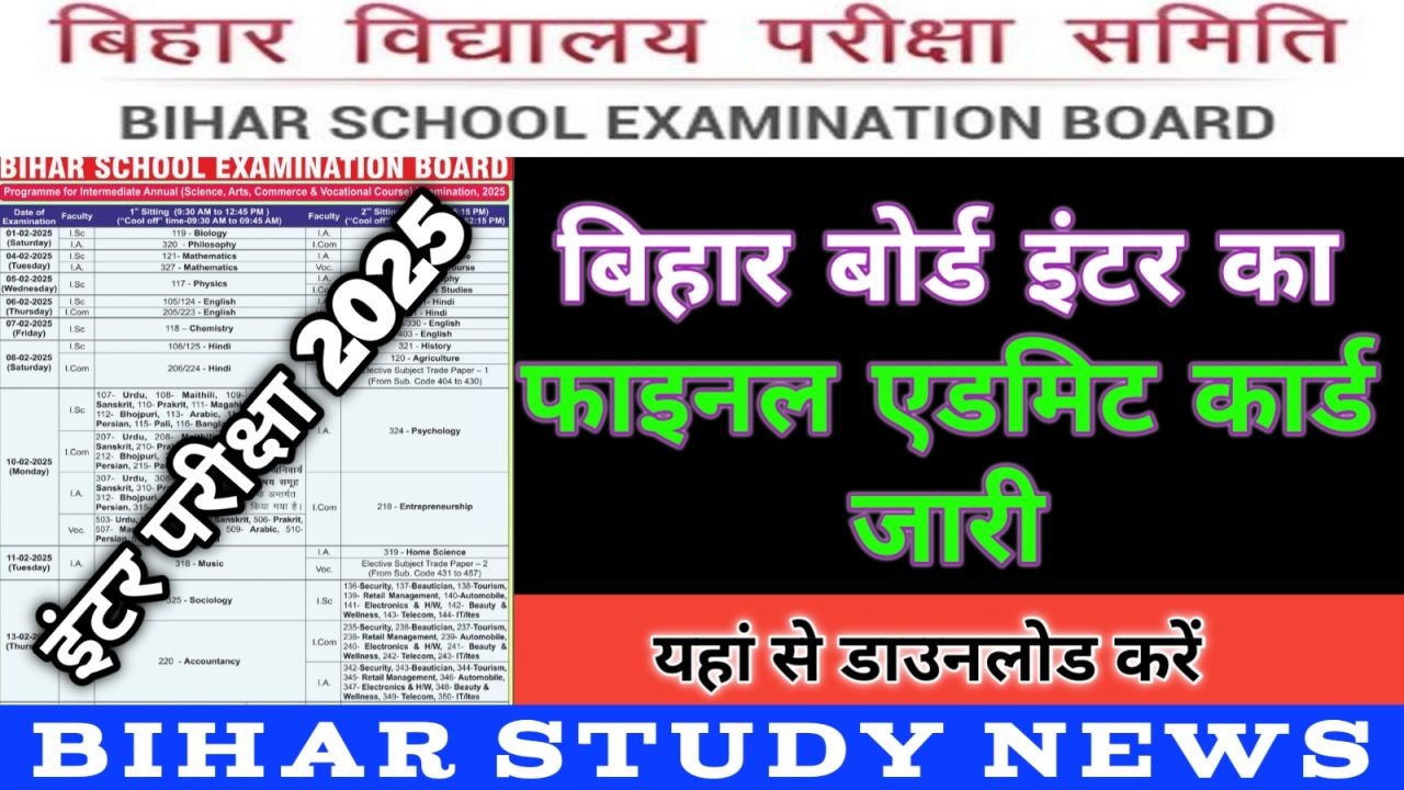 Bihar Board Inter Admit Card 2025