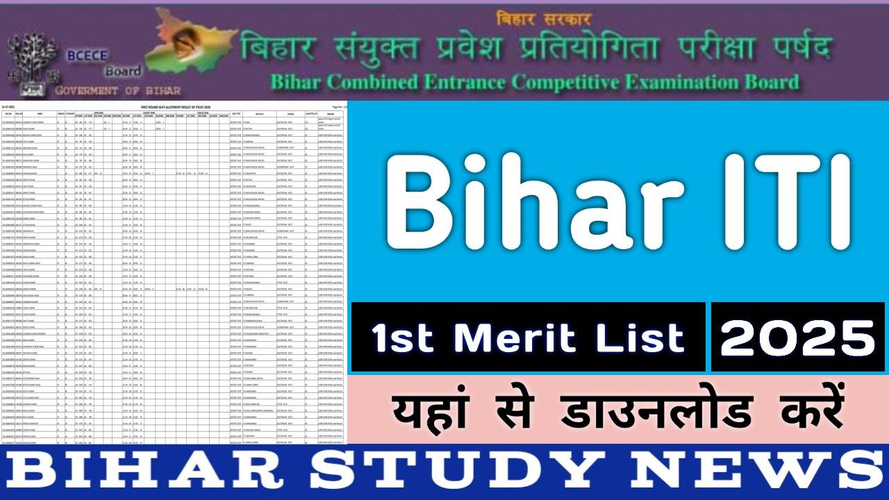 Bihar ITI 1st Merit List 2025