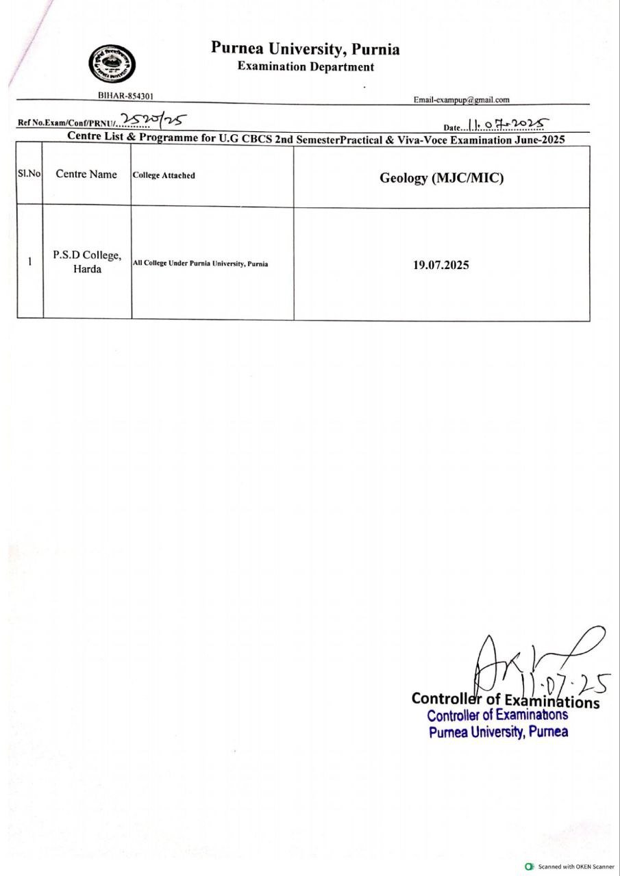 Purnea University UG 2nd Sem Practical Exam Programme 2025 सेकंड ...