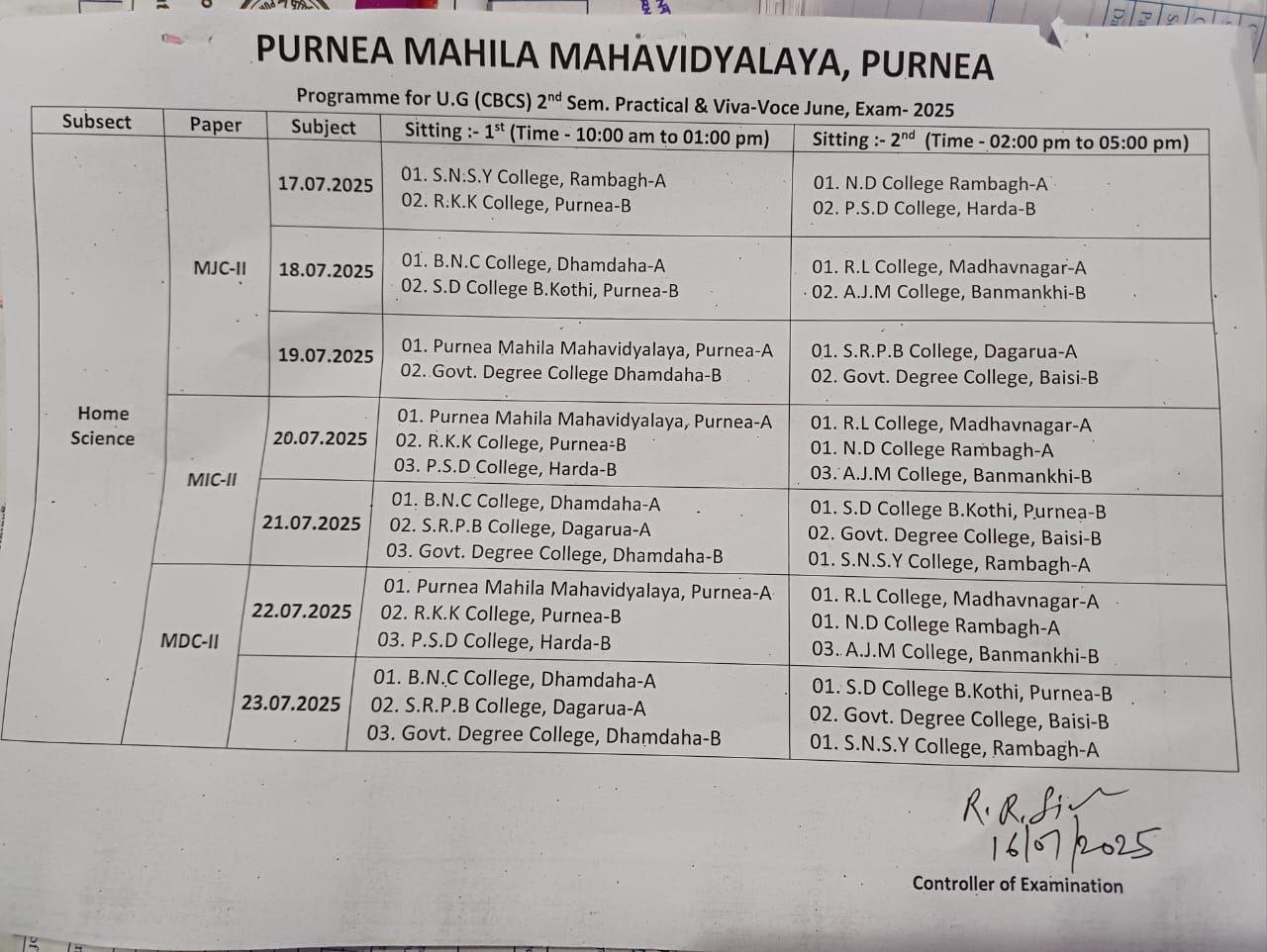 Purnea University UG 2nd Sem Practical Exam Programme 2025 सेकंड ...