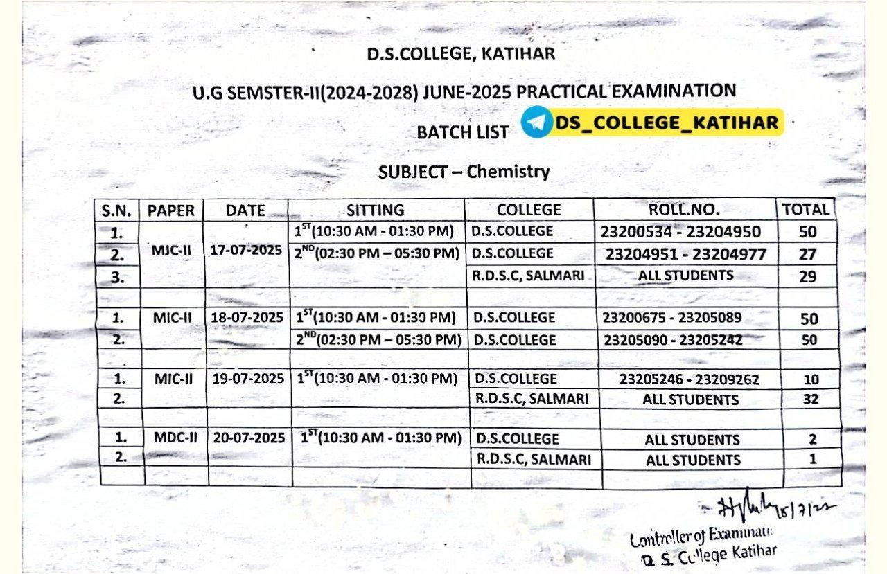 Purnea University UG 2nd Sem Practical Exam Programme 2025 सेकंड ...