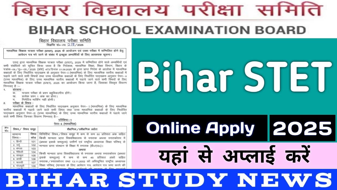 Bihar STET Online Apply 2025