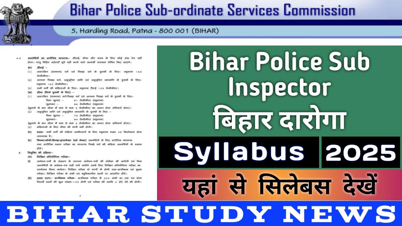 Bihar Daroga Syllabus 2025