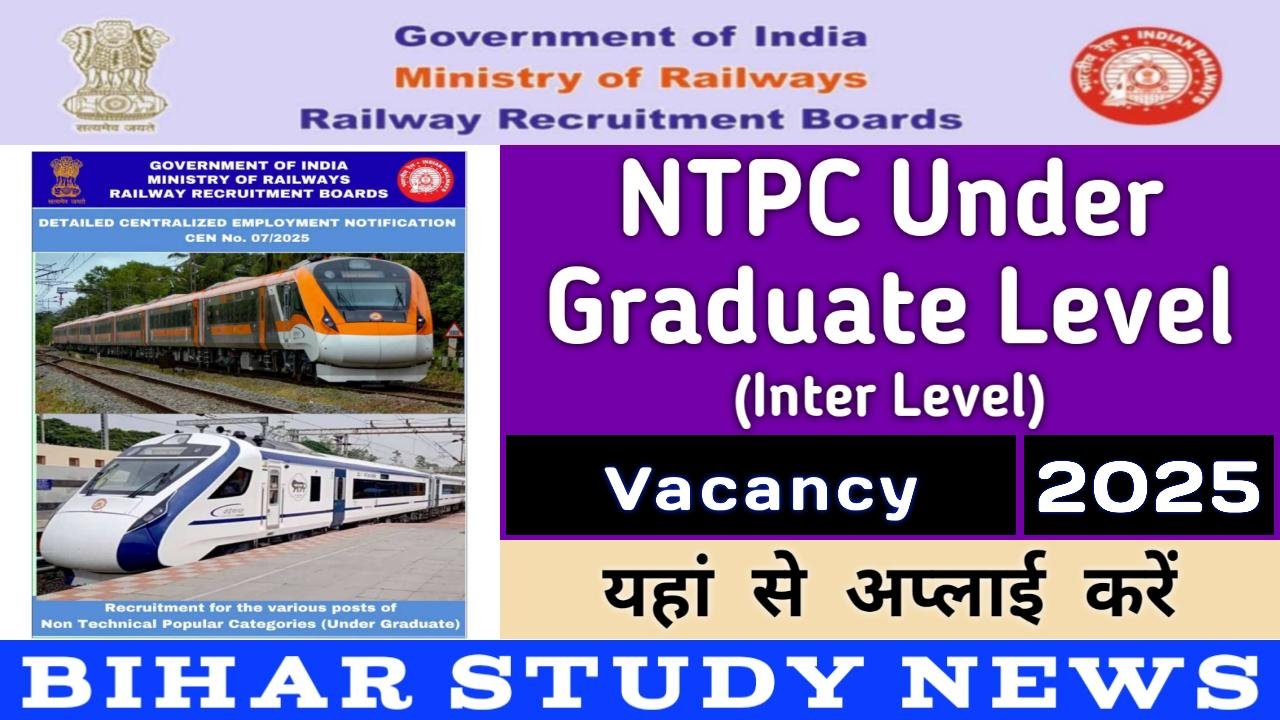 Railway NTPC Under Graduate Level Vacancy 2025