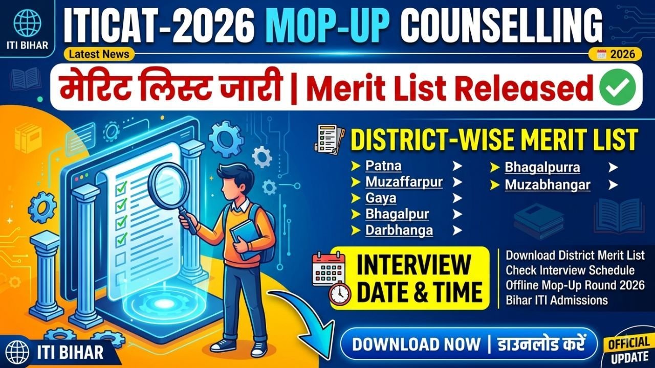 ITICAT-2026 Offline Mop-Up Counselling Merit List Released