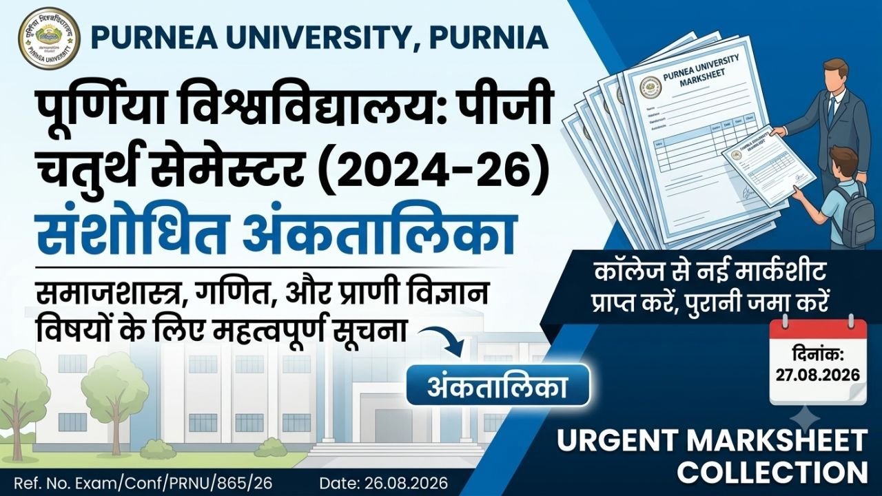 Purnea University PG 4th Semester Marksheet Rectification 2026