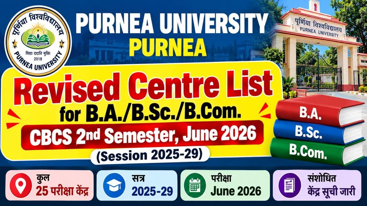Purnea University Revised Centre List for 2nd Semester, June 2026