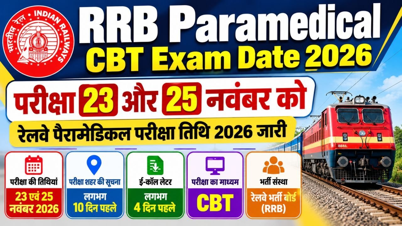 RRB Paramedical CBT Exam Date 2026