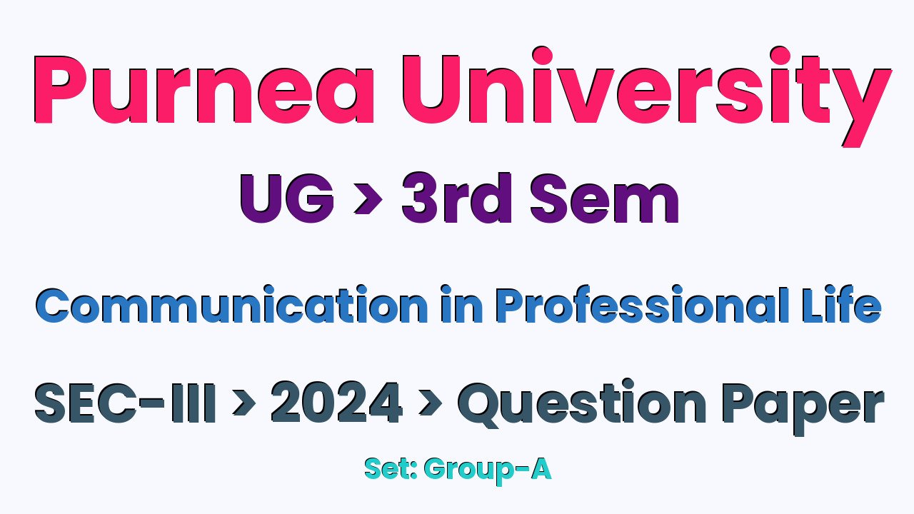 Purnea University UG 3rd Sem Communication in Professional Life SEC-III Group-A 2024 Question Paper