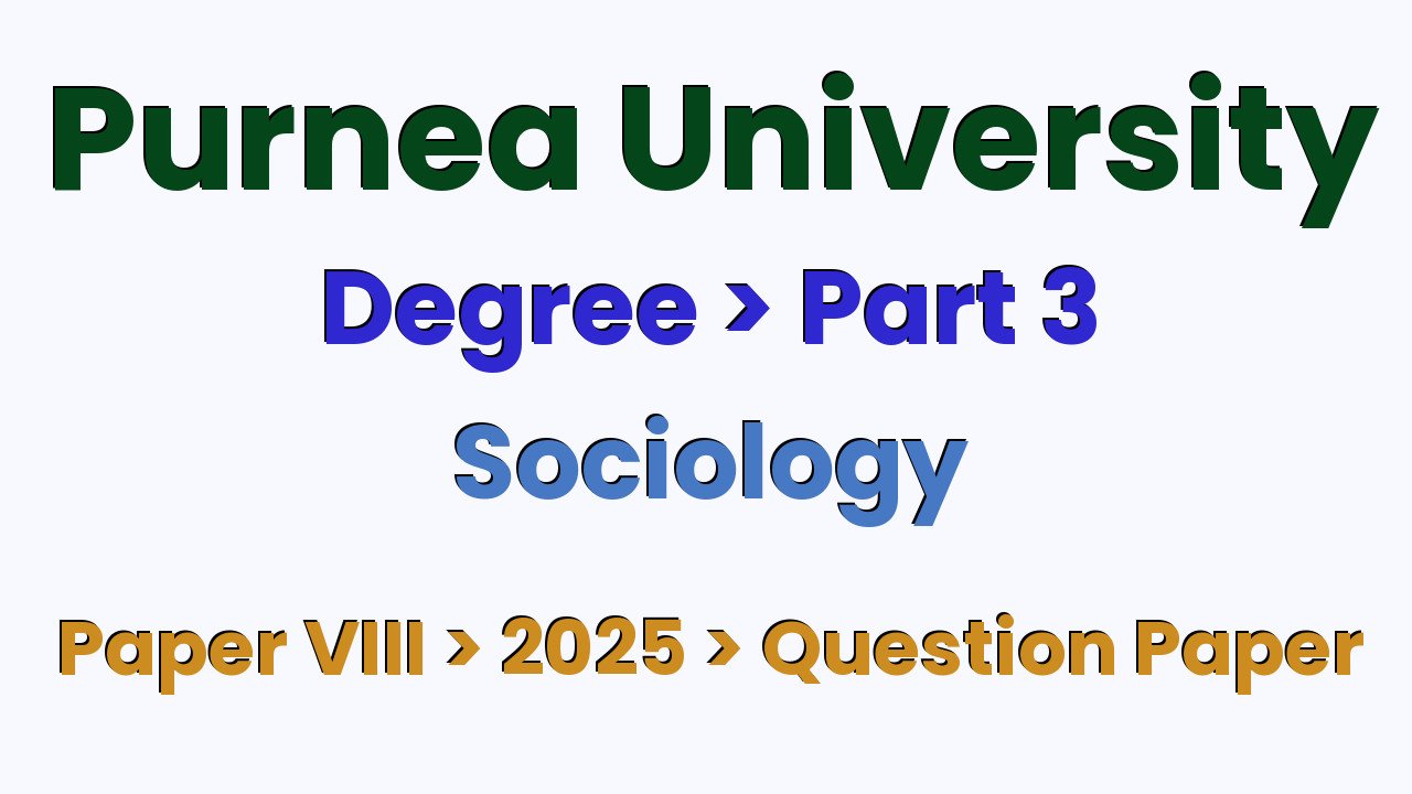 Purnea University Degree Part 3 Sociology Hons Paper VIII 2025 Question Paper
