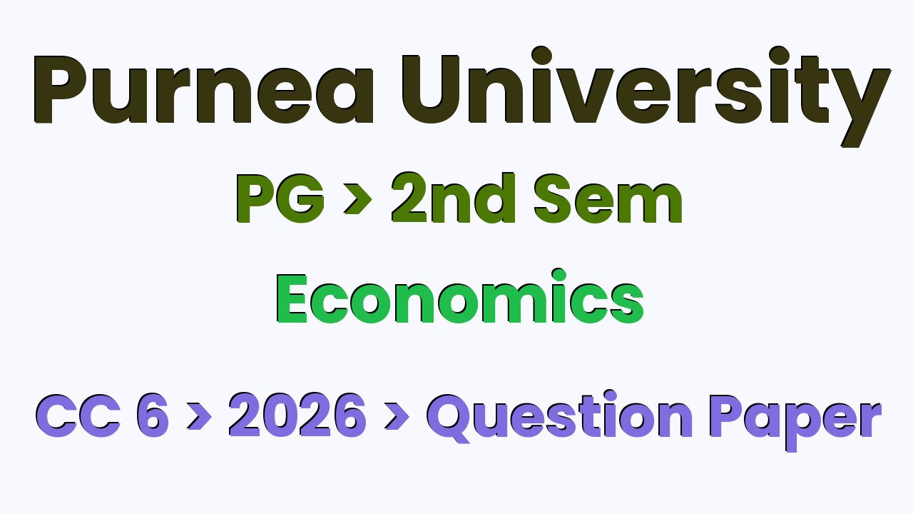 Purnea University PG 2nd Sem Economics CC-6 2026 Question Paper