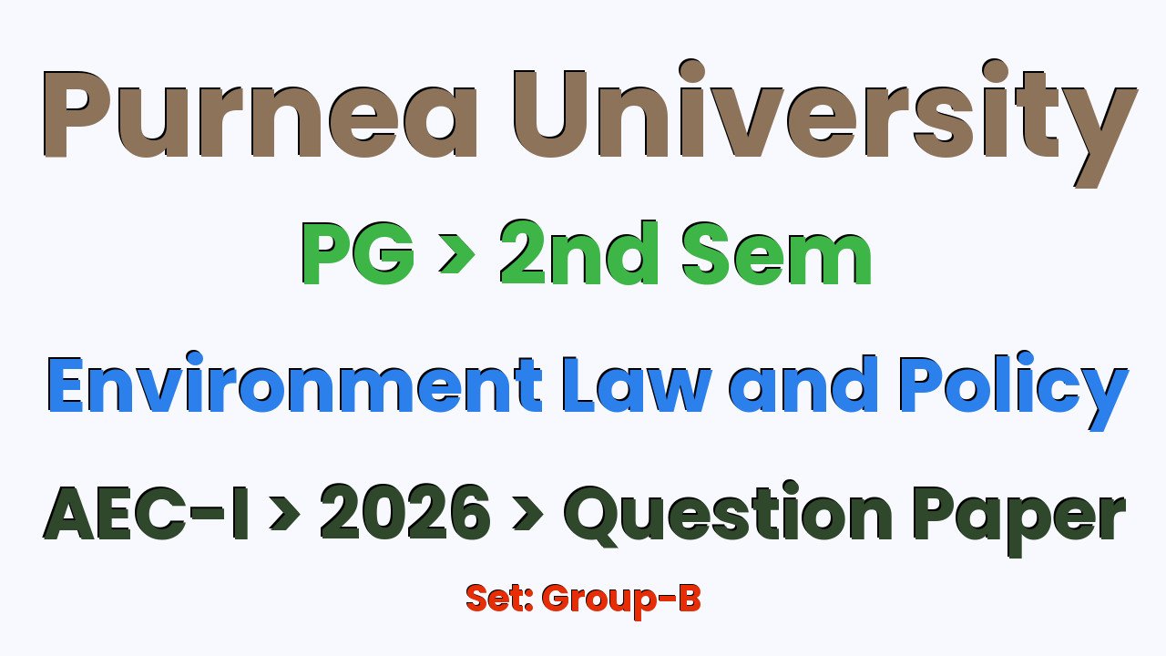 Purnea University PG 2nd Sem Environment Law and Policy AEC-I Group-B 2026 Question Paper